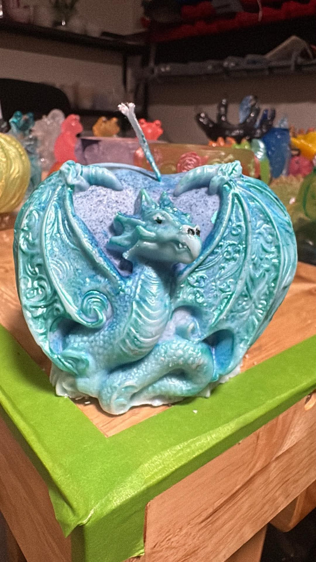 Handmade Two-Wing Dragon Candle – Hand-Painted & Made to Order