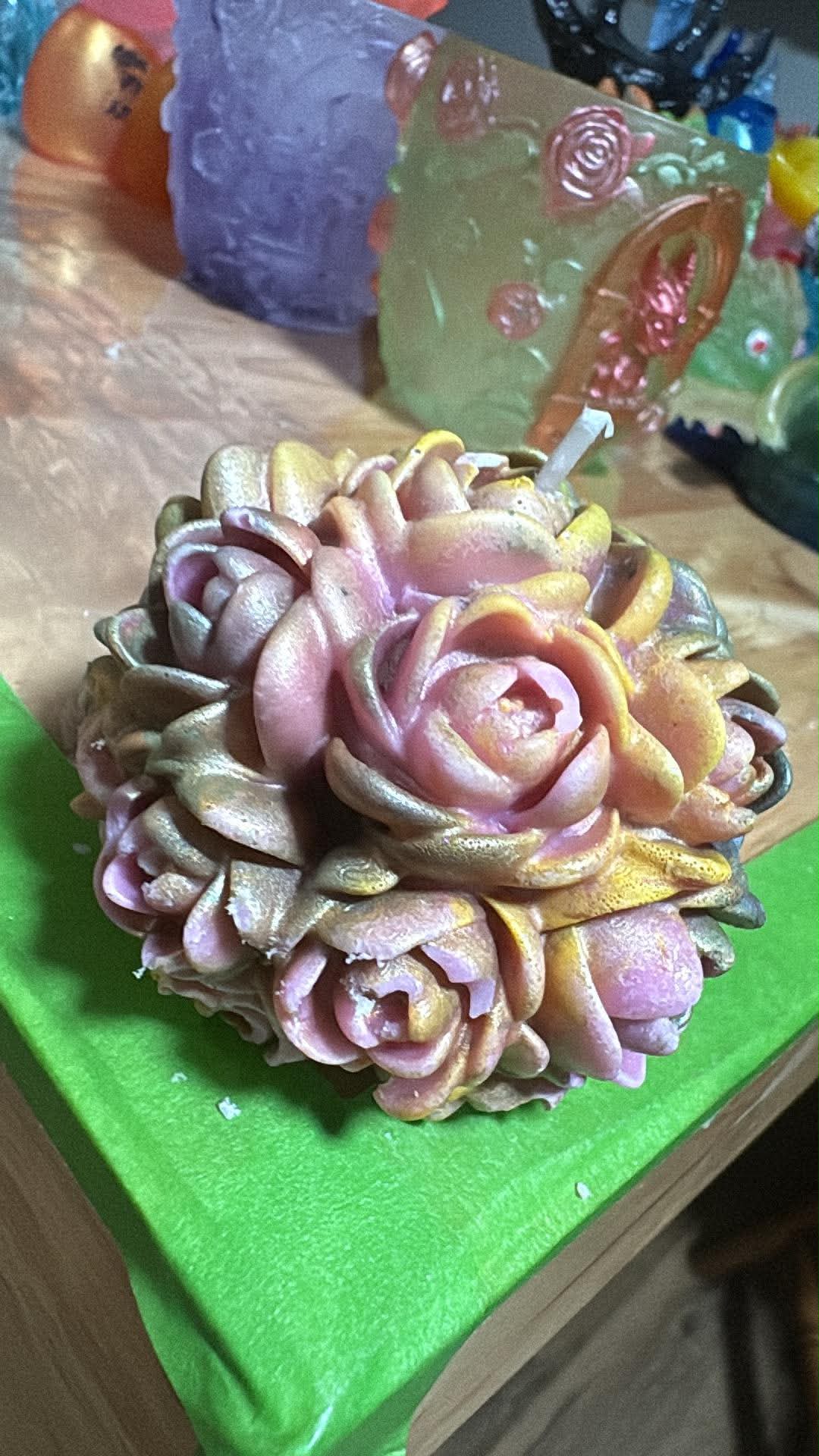 Handmade Bundle of Roses Candle – Hand-Painted & Made to Order