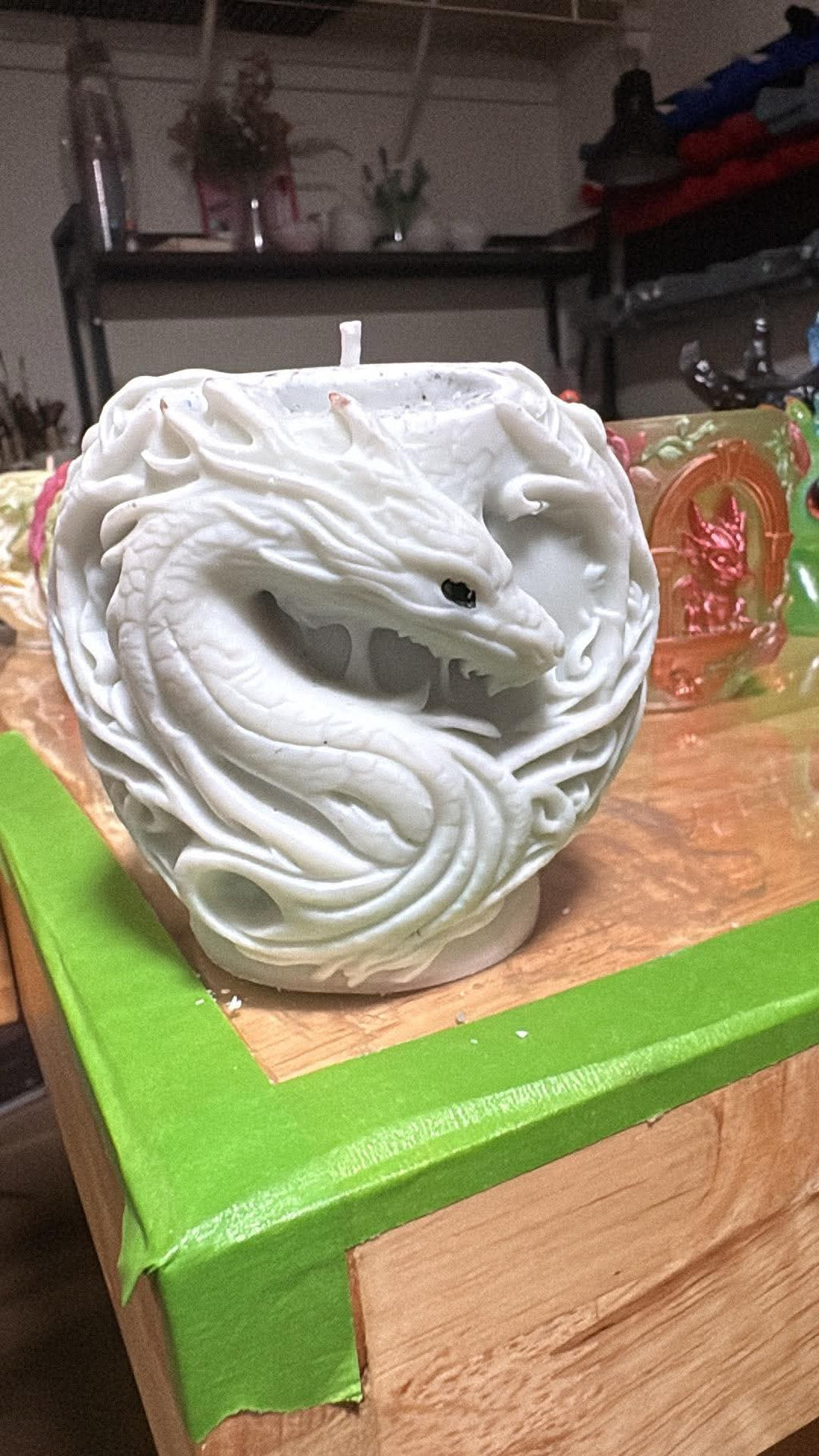 Handmade Dragon Head Candle – Hand-Painted & Made to Order