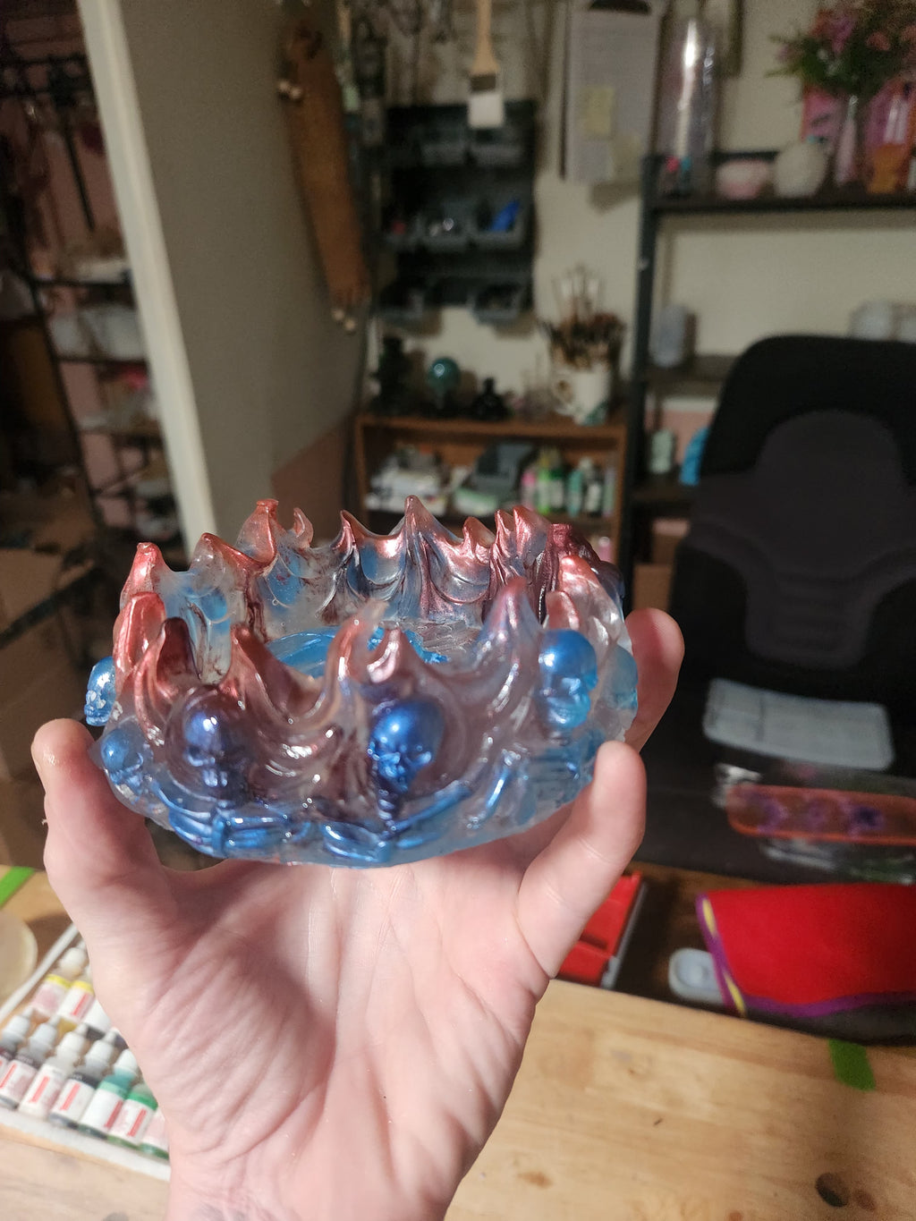 Handmade Skull Resin Decorative Tray – Custom Color