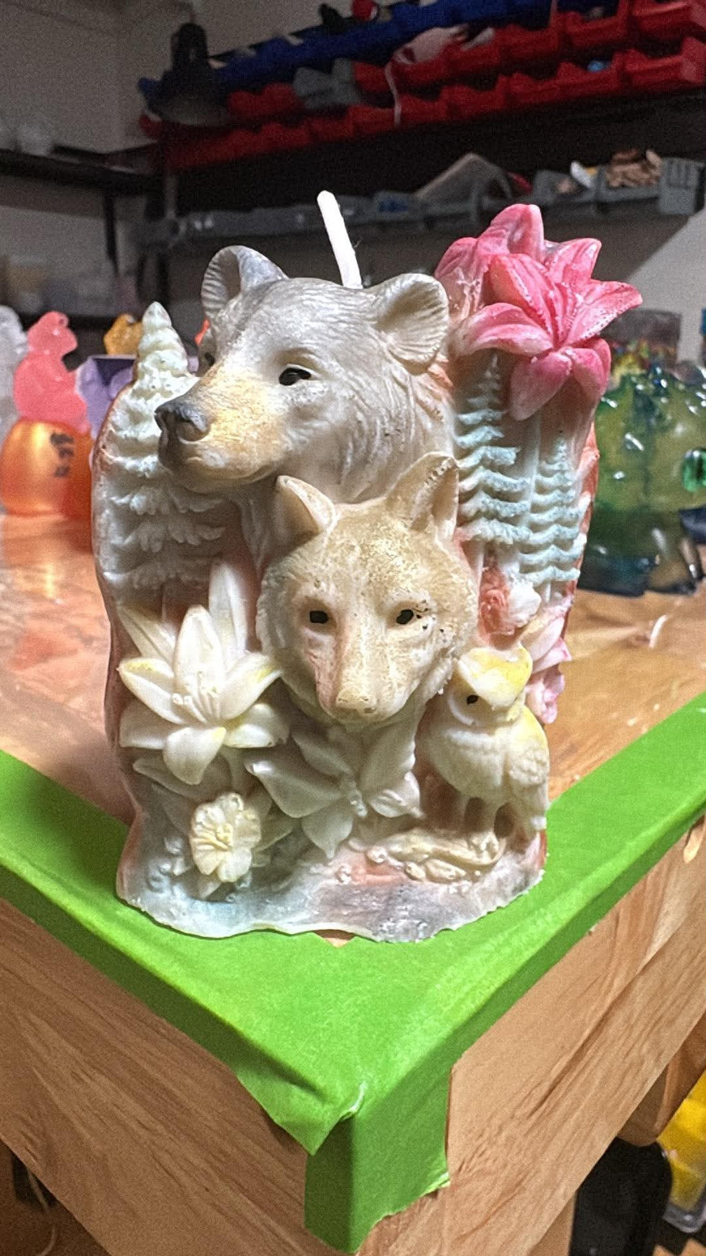 Handmade Bear, Wolf & Owl Candle – Hand-Painted & Made to Order