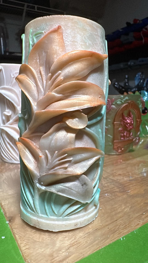 Handmade Double Lily Candle – Hand-Painted & Made to Order