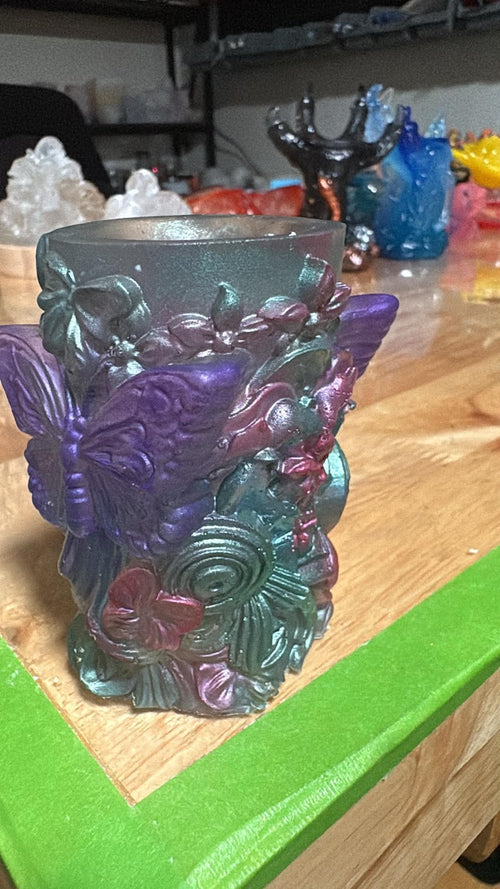 Handmade Butterfly Resin Candle Holder – Custom Color