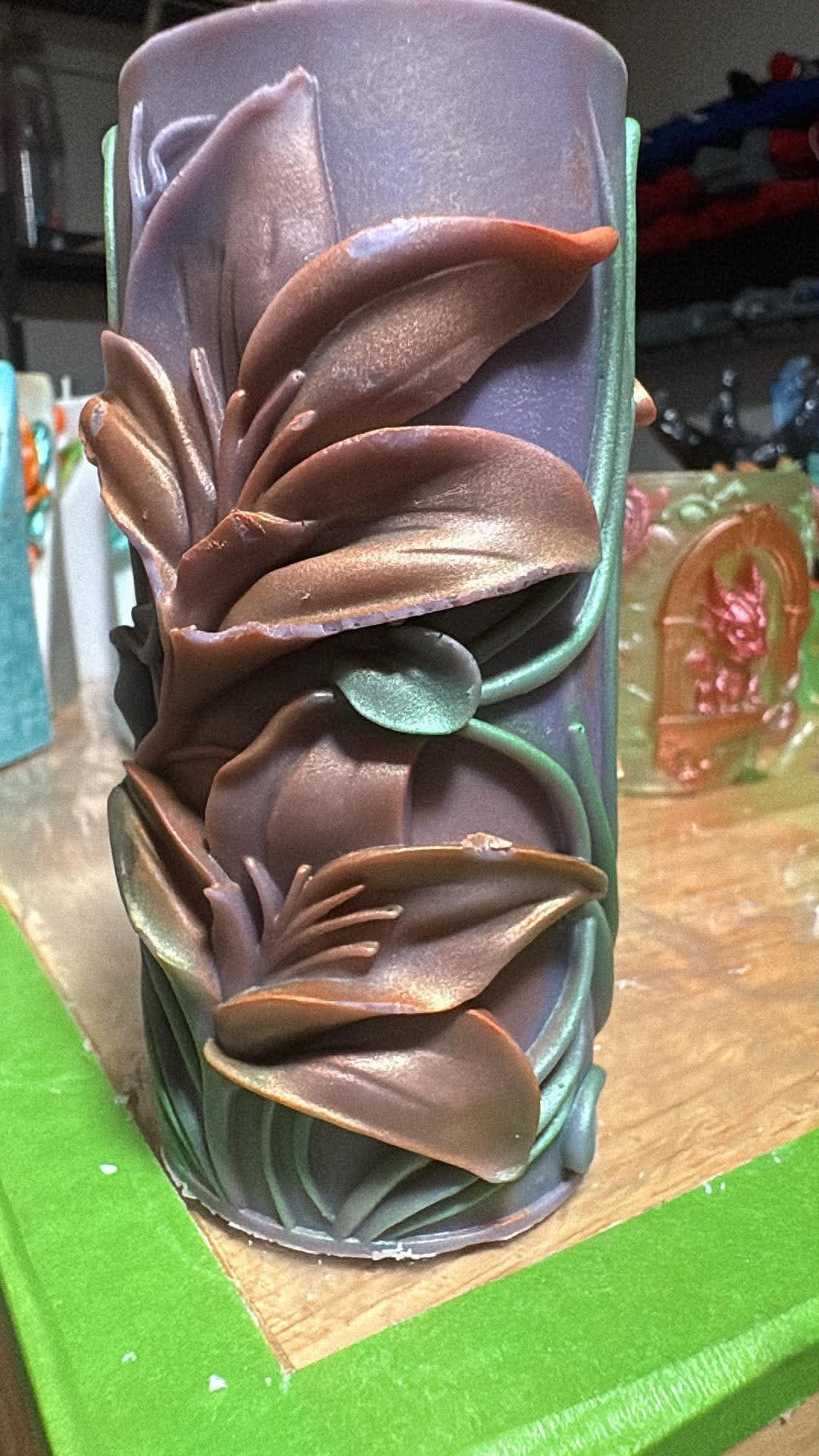 Handmade Double Lily Candle – Hand-Painted & Made to Order