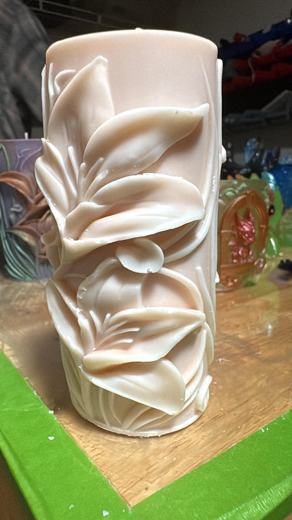 Handmade Double Lily Candle – Hand-Painted & Made to Order