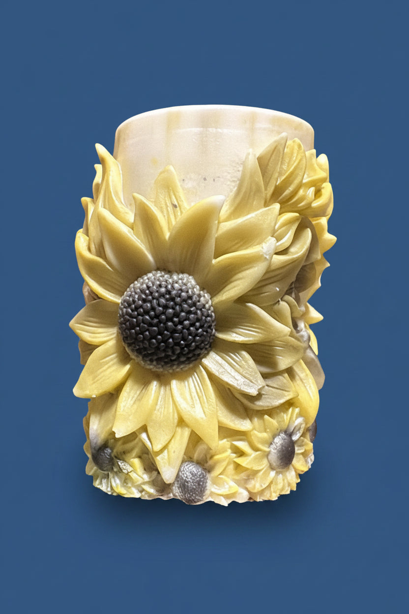 Handmade Sunflower Candle – Hand-Painted & Made to Order