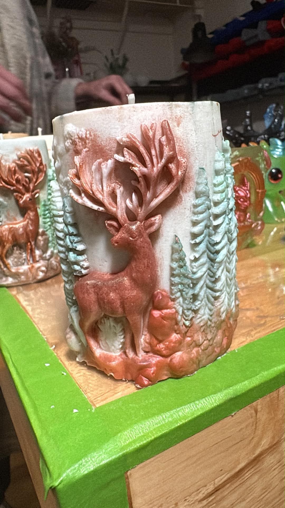 Handmade Deer in Woods Candle – Hand-Painted & Made to Order