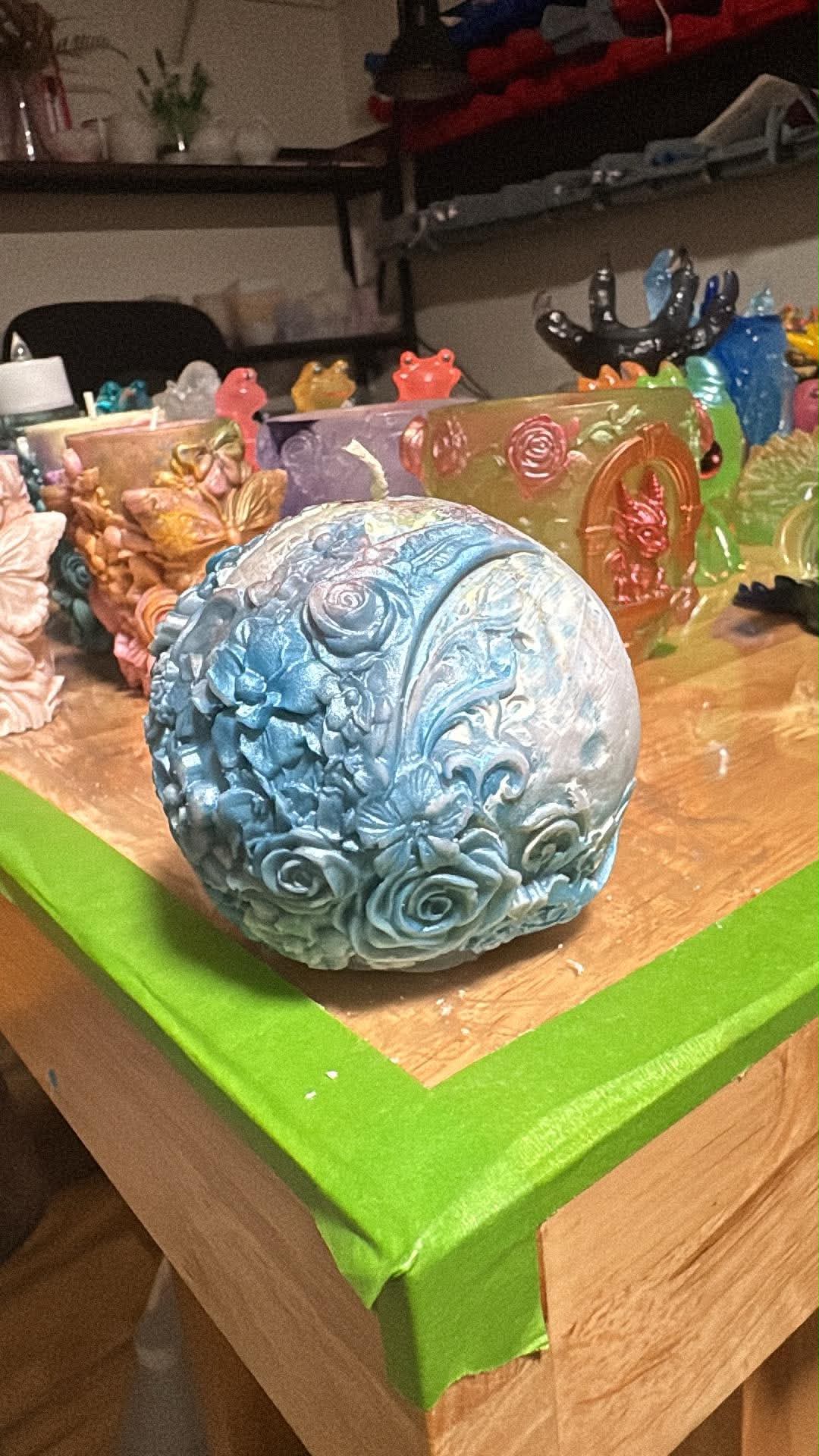 Handmade Moon Candle – Hand-Painted & Made to Order