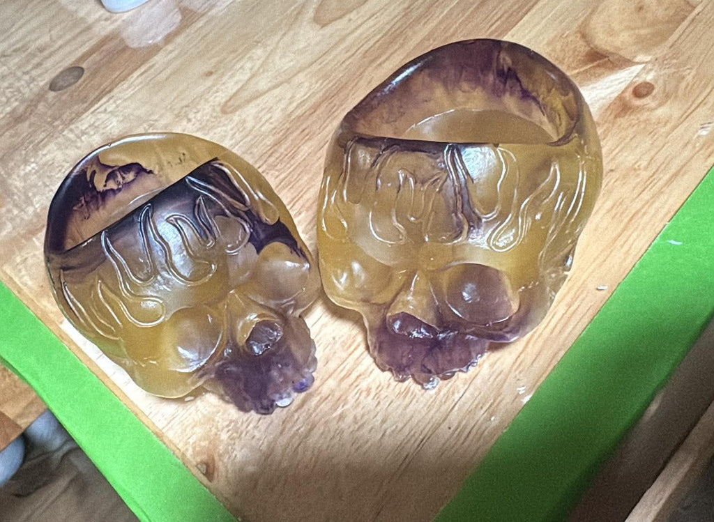 Handmade Skull Resin Tealight Holder Set – Custom Color