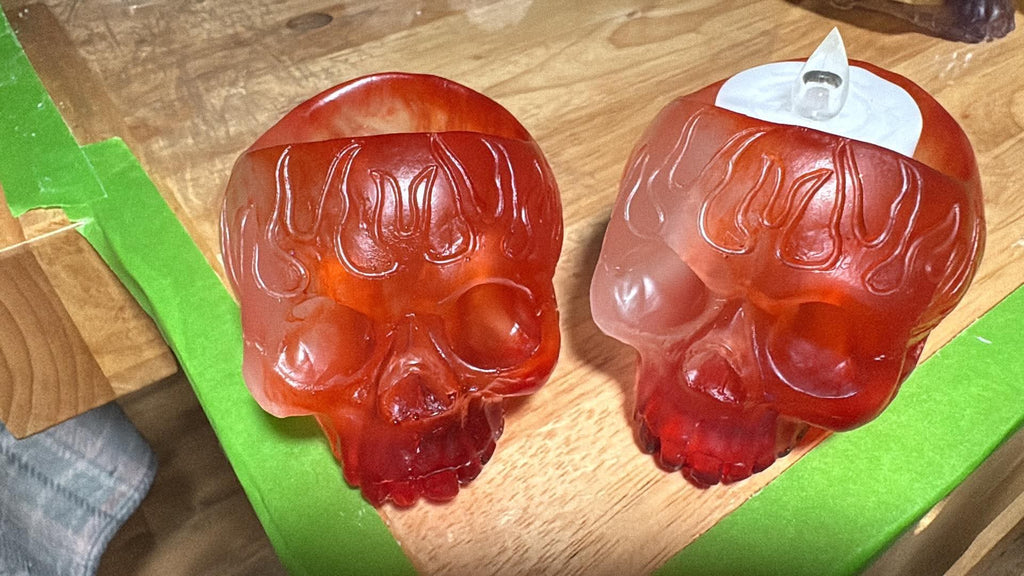 Handmade Skull Resin Tealight Holder Set – Custom Color