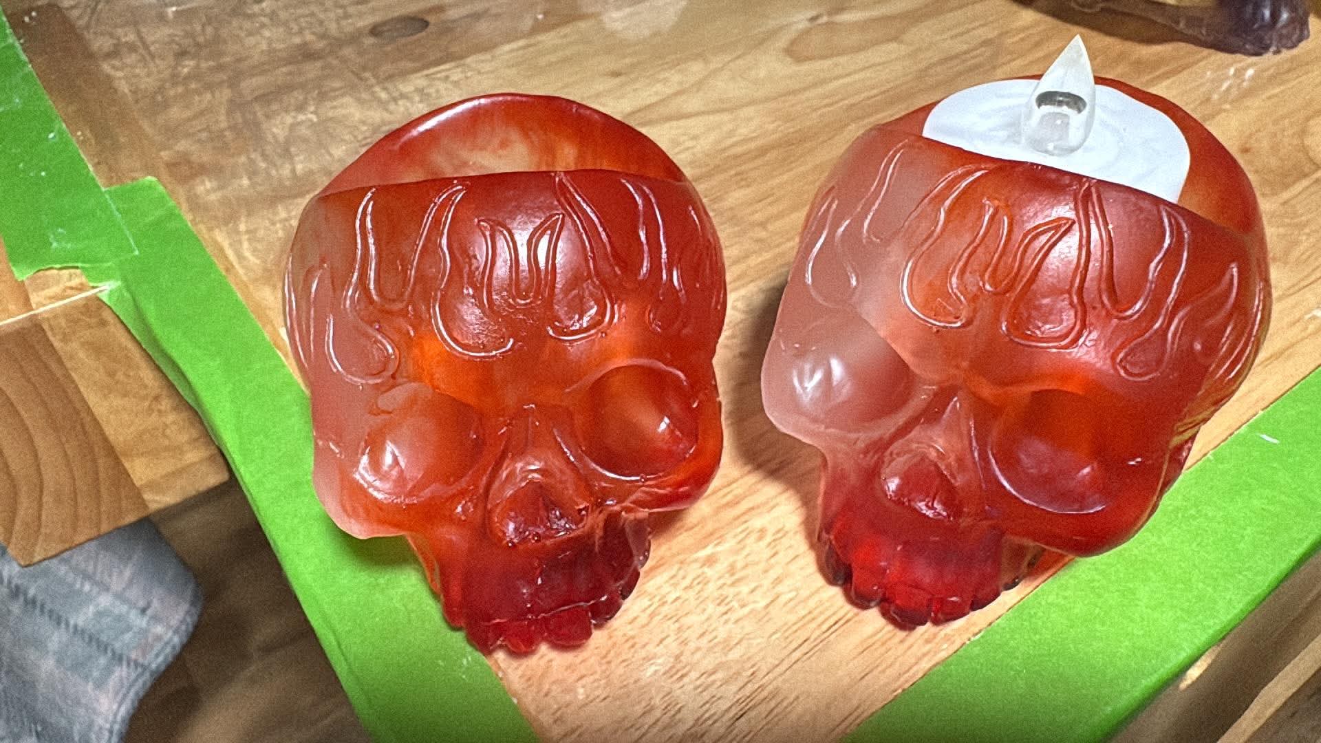 Handmade Skull Resin Tealight Holder Set – Custom Color