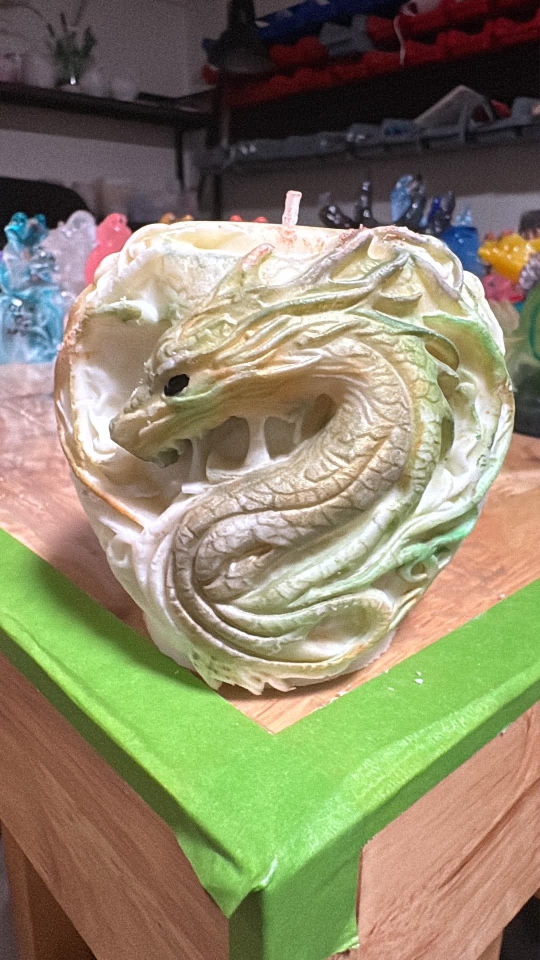 Handmade Dragon Head Candle – Hand-Painted & Made to Order