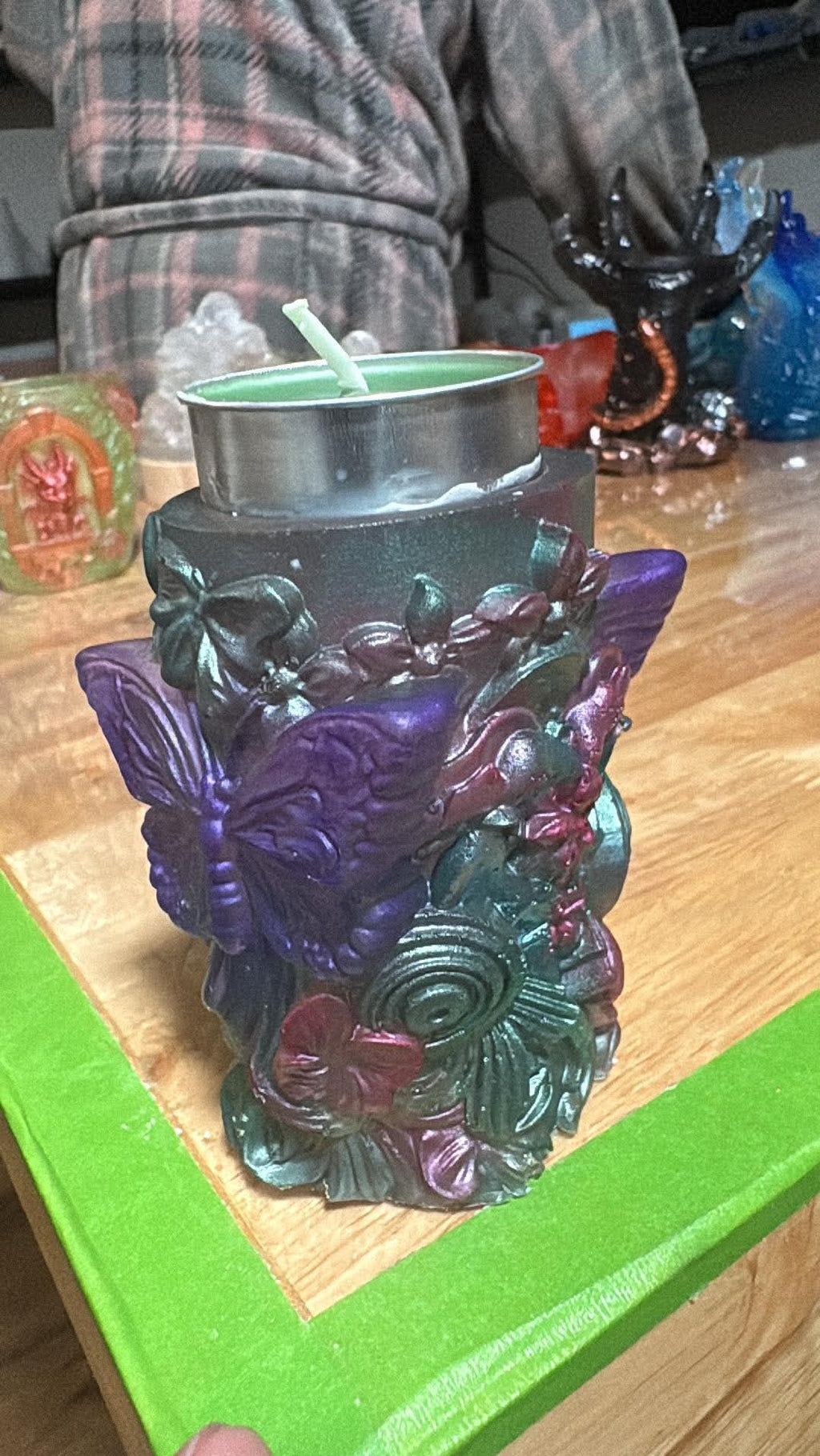 Handmade Butterfly Resin Candle Holder – Custom Color