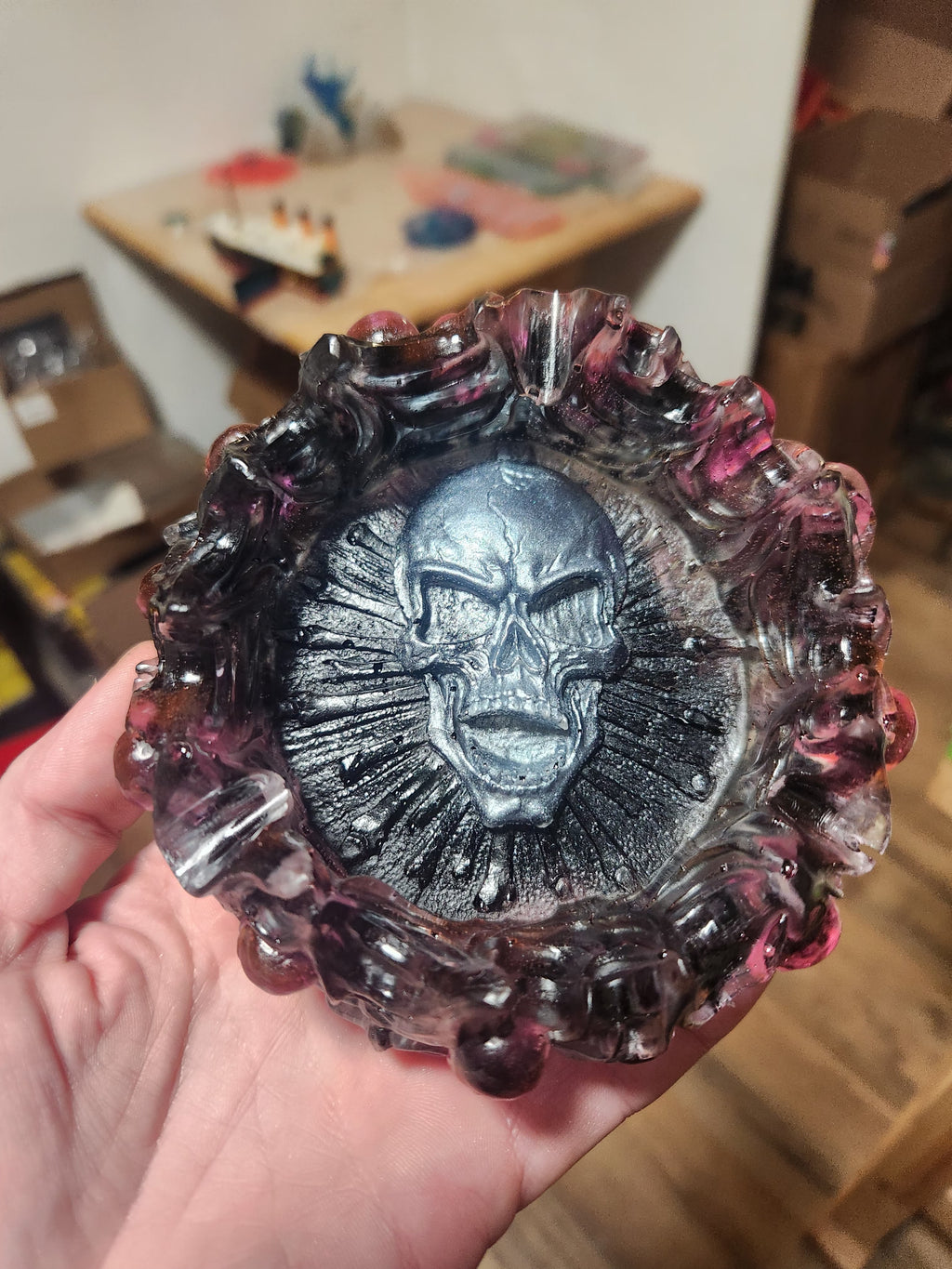 Handmade Skull Resin Decorative Tray – Custom Color