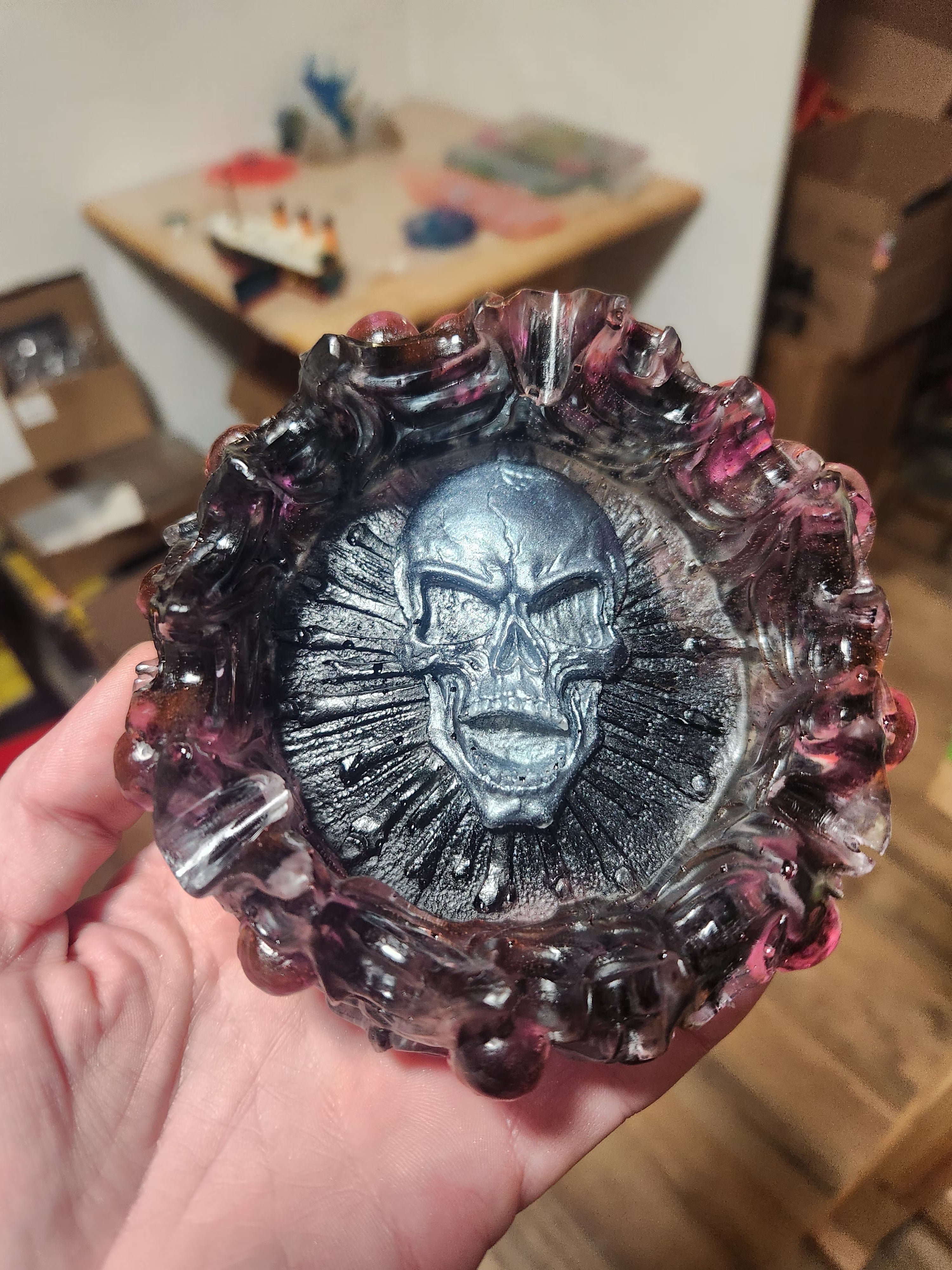 Handmade Skull Resin Decorative Tray – Custom Color
