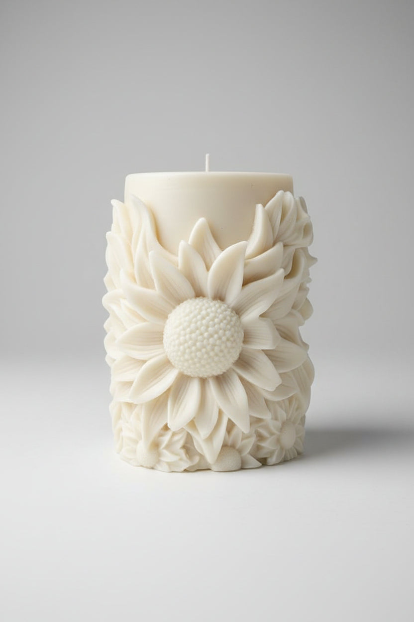 Handmade Sunflower Candle – Hand-Painted & Made to Order