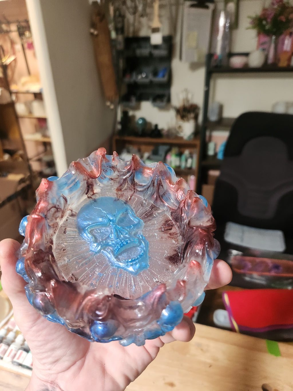 Handmade Skull Resin Decorative Tray – Custom Color