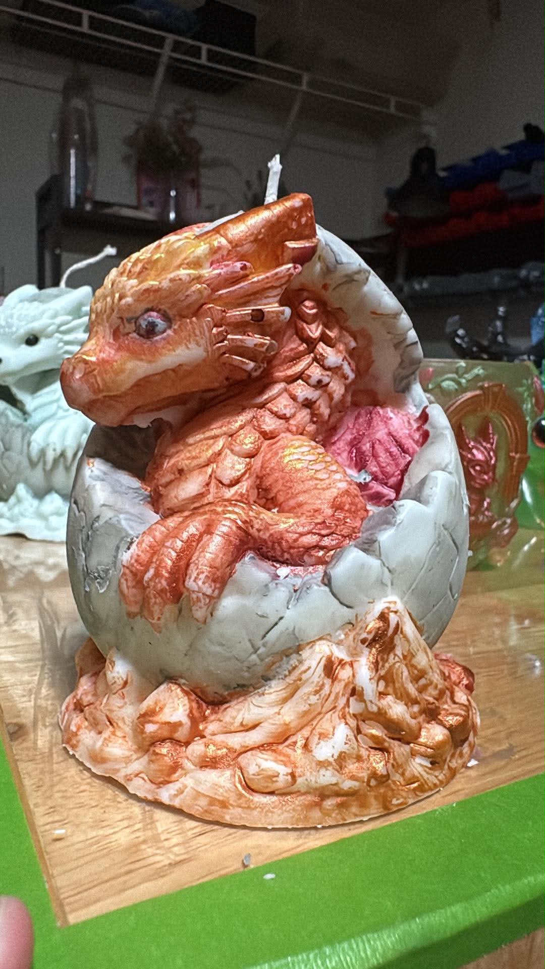 Handmade Hatching Dragon Candle – Hand-Painted & Made to Order