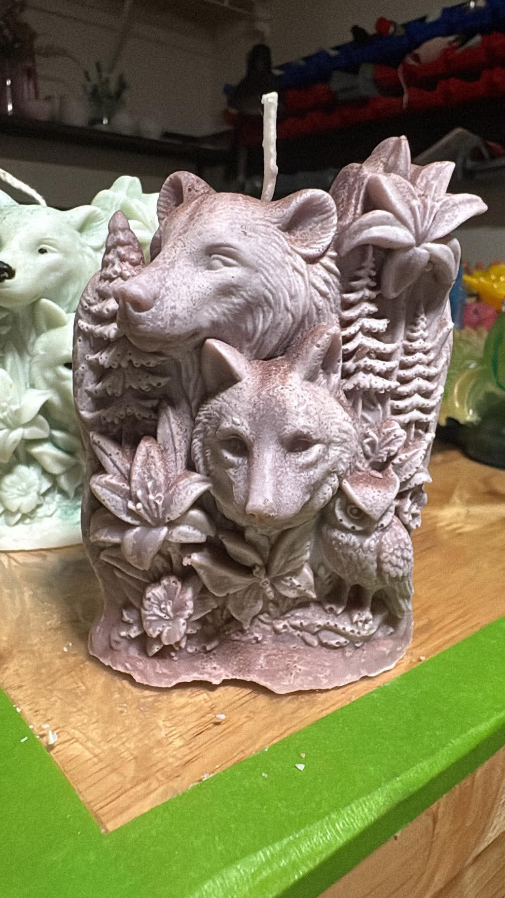 Handmade Bear, Wolf & Owl Candle – Hand-Painted & Made to Order