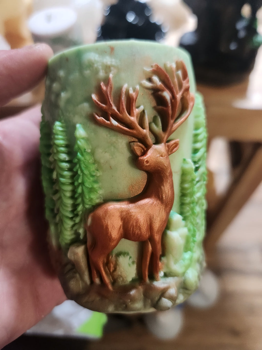 Handmade Deer in Woods Candle – Hand-Painted & Made to Order