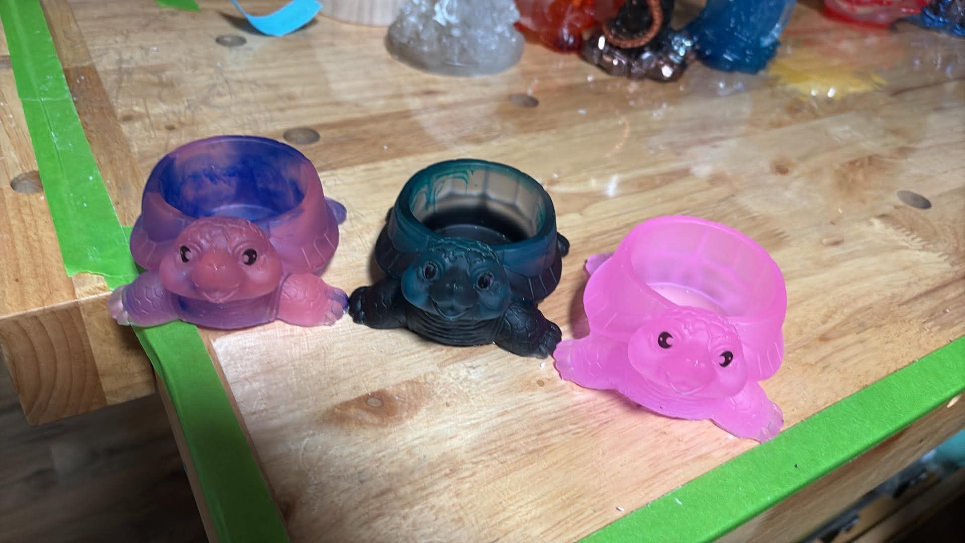 Handmade Resin Mini Planter – Dragon or Turtle Custom Color