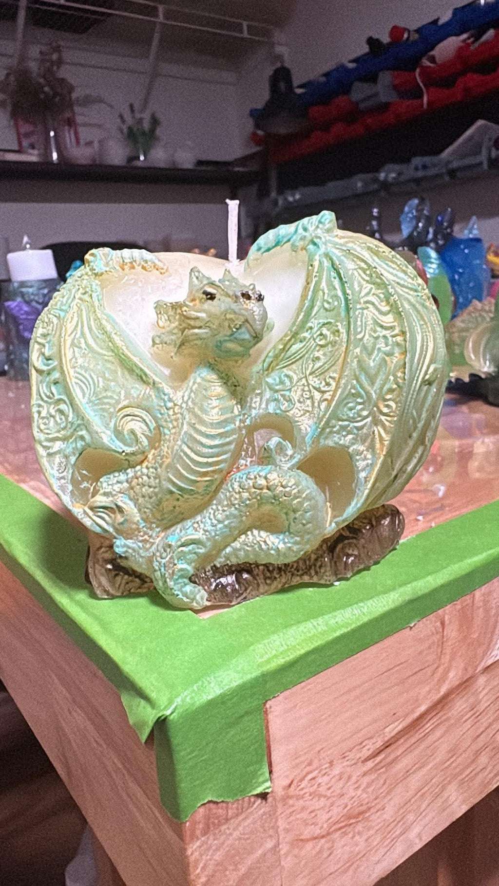 Handmade Two-Wing Dragon Candle – Hand-Painted & Made to Order