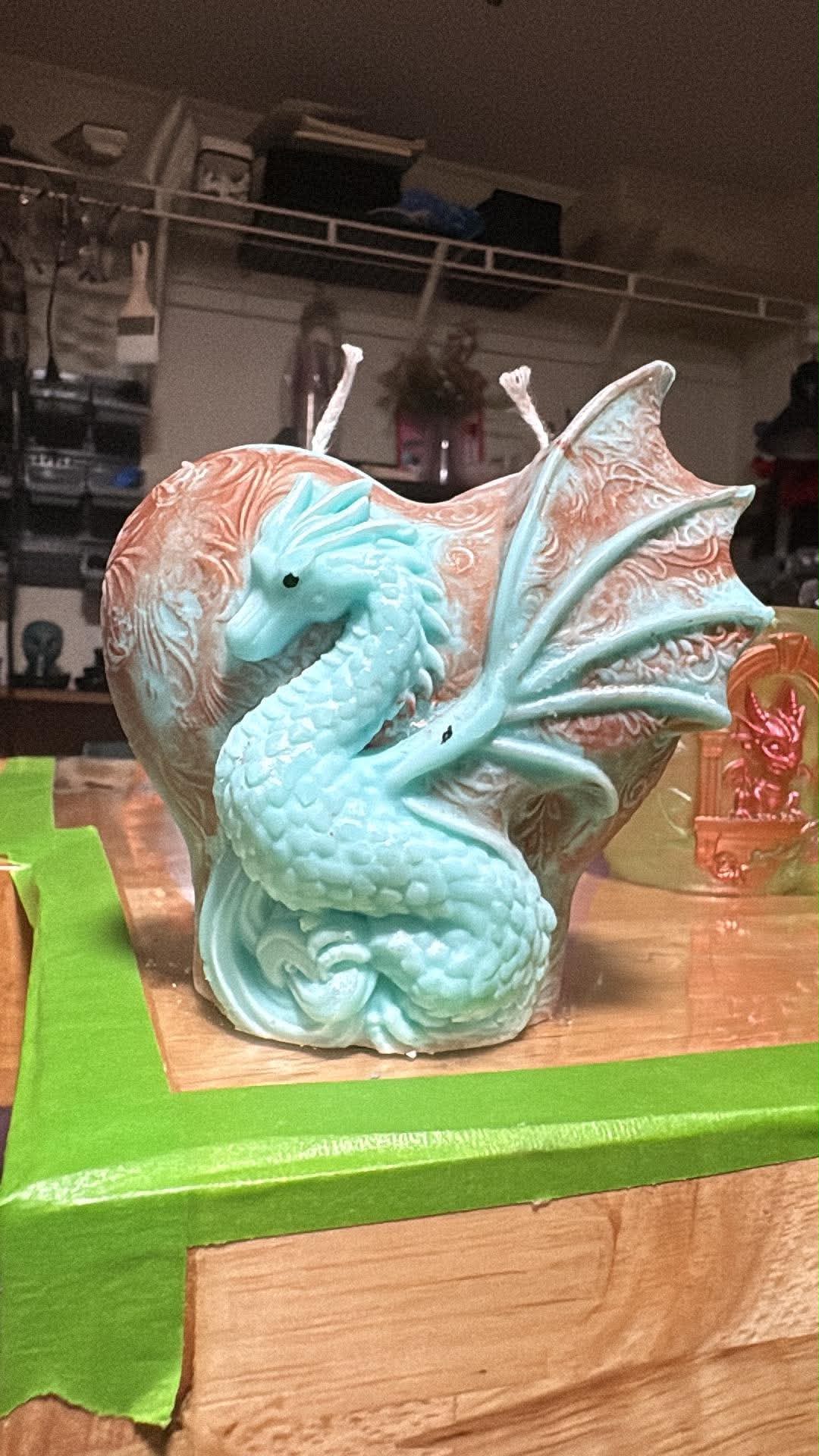 Handmade One-Wing Dragon Candle – Hand-Painted & Made to Order