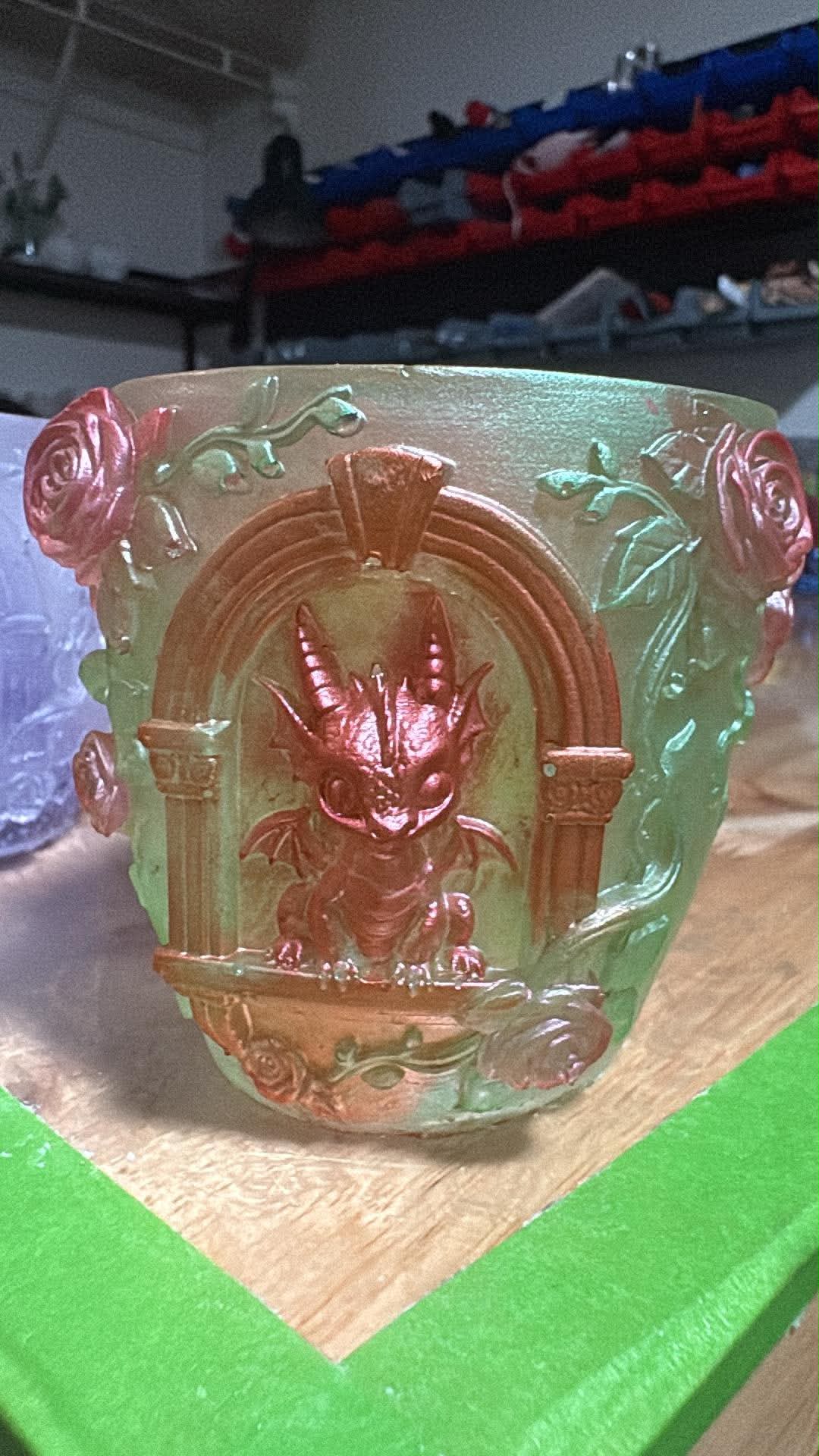 Handmade Resin Mini Planter – Dragon or Turtle Custom Color
